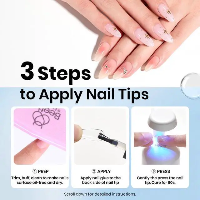 Alt view image 4 of 7 - 9 in 1 Nail Glue Gel for Nail Tips and Clear Acrylic Nails | Long Lasting, Curing Needed UV Extension Glue for False Nail Tips and Clear Press on Nails