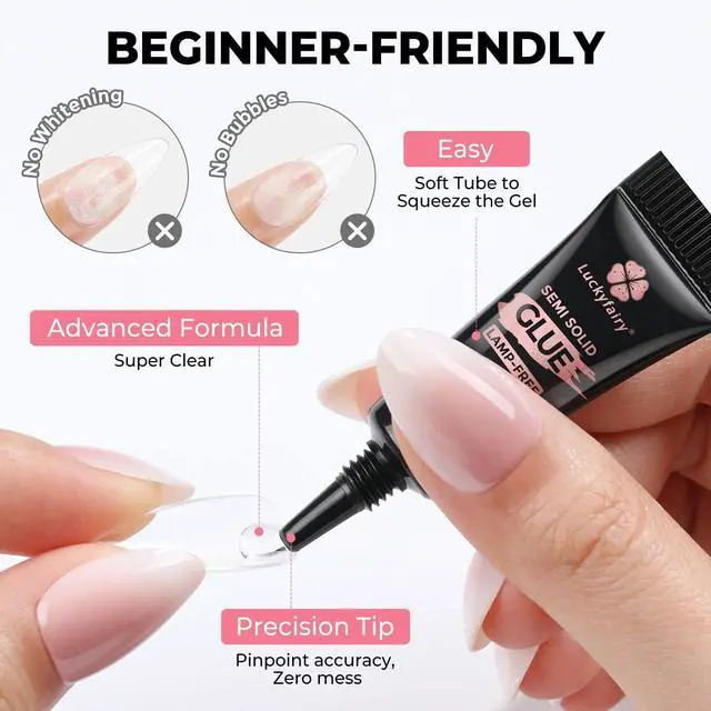Alt view image 6 of 7 - Super Strong Nail Glue 5PcsX2g for Press On Nails | Quick Drying, Semi Solid Nail Glue Gel For Acrylic Fake Nails Tips, Mini Tubes, Mess-Free, No Lamp Needed, Beginners-Friendly