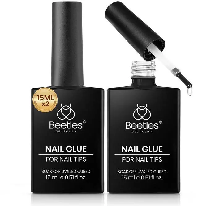Main image of 2Pcs 15ml Gel Nail Glue for Acrylic Nail Tips, UV Nail Glue | for Clear Press-On Nails, Clear Self-Leveling Nail Extension Gel, Low-Odor Formula, Long-Lasting Wear for DIY & Salon Use