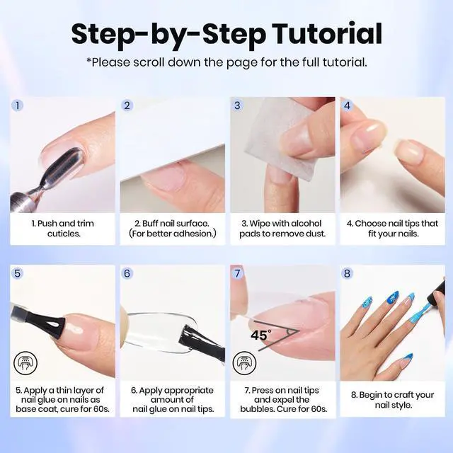 Alt view image 5 of 7 - 2Pcs 15ml Gel Nail Glue for Acrylic Nail Tips, UV Nail Glue | for Clear Press-On Nails, Clear Self-Leveling Nail Extension Gel, Low-Odor Formula, Long-Lasting Wear for DIY & Salon Use