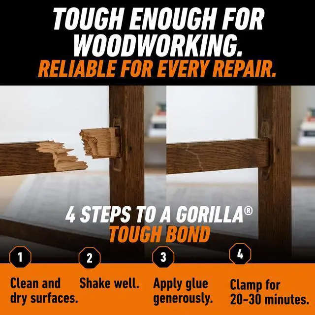 Alt view image 6 of 7 - Wood Glue, 18 oz Bottle, Water Resistant PVA Adhesive | Dries Natural Color, Paintable & Sandable, Ideal for Woodworking, Fast Clamp,