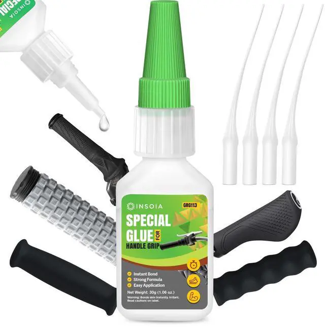 Main image of Super Grip Glue Clear, 20g, Strong Bond, with Precision Tips | Grip adhesive for motorcycle, dirt bike, atv, bicycle, scooter grips. Vibration-resistant, waterproof, fast-set.
