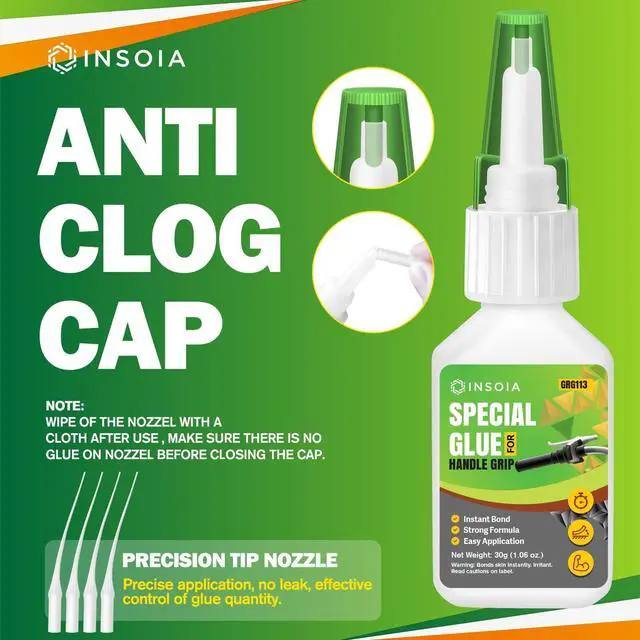 Alt view image 6 of 7 - Super Grip Glue Clear, 20g, Strong Bond, with Precision Tips | Grip adhesive for motorcycle, dirt bike, atv, bicycle, scooter grips. Vibration-resistant, waterproof, fast-set.