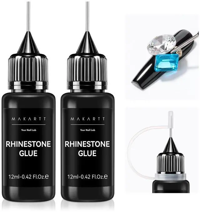 Main image of 2Pcs Rhinestone Glue, Strong Hold 3D Gel Nail Art Nail Gem Glue | UV Cured Nail Glue for Nail Charms and Gems Jewelry Diamond for DIY Manicured at Home Beauty Gifts for Women