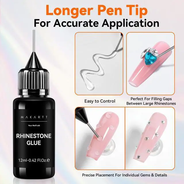Alt view image 2 of 7 - 2Pcs Rhinestone Glue, Strong Hold 3D Gel Nail Art Nail Gem Glue | UV Cured Nail Glue for Nail Charms and Gems Jewelry Diamond for DIY Manicured at Home Beauty Gifts for Women