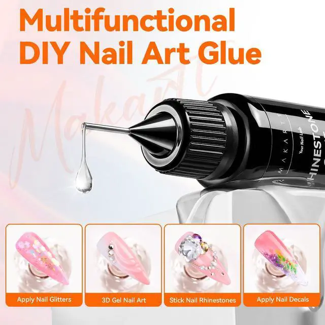 Alt view image 3 of 7 - 2Pcs Rhinestone Glue, Strong Hold 3D Gel Nail Art Nail Gem Glue | UV Cured Nail Glue for Nail Charms and Gems Jewelry Diamond for DIY Manicured at Home Beauty Gifts for Women