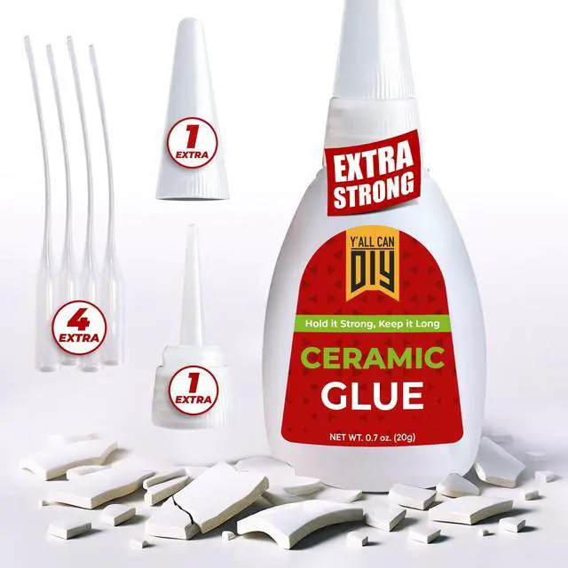Main image of Ceramic Glue Repair, Pottery Glue for Porcelain, Mugs & China | Super Glue, Cyanoacrylate Adhesive, Clay Glue, Repair Kit, Figurines, Plates, Waterproof, No Smell After Cure, Precision Tip