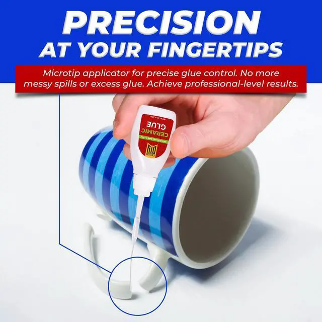 Alt view image 4 of 7 - Ceramic Glue Repair, Pottery Glue for Porcelain, Mugs & China | Super Glue, Cyanoacrylate Adhesive, Clay Glue, Repair Kit, Figurines, Plates, Waterproof, No Smell After Cure, Precision Tip