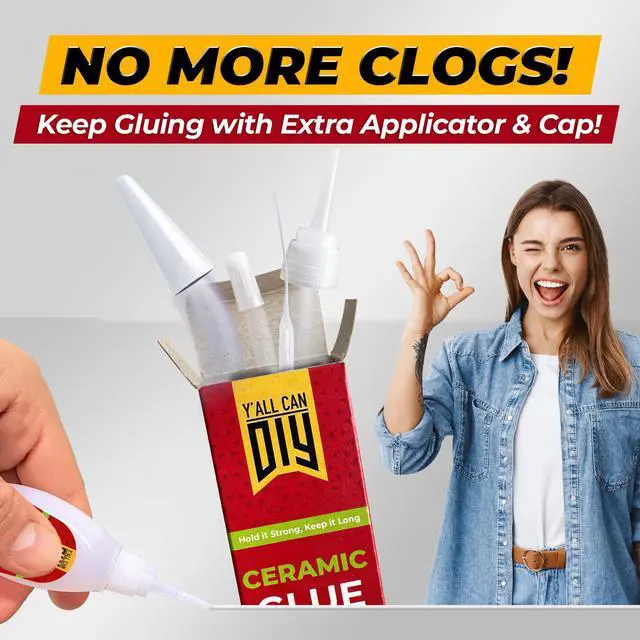 Alt view image 5 of 7 - Ceramic Glue Repair, Pottery Glue for Porcelain, Mugs & China | Super Glue, Cyanoacrylate Adhesive, Clay Glue, Repair Kit, Figurines, Plates, Waterproof, No Smell After Cure, Precision Tip