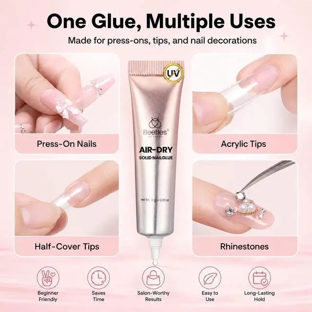 Alt view image 5 of 7 - Super Strong Nail Glue 10g for Press On Nails, No UV Lamp Needed | Quick Drying, Long Lasting, Easy Control Semi Solid Nail Glue for False Acrylic Nails