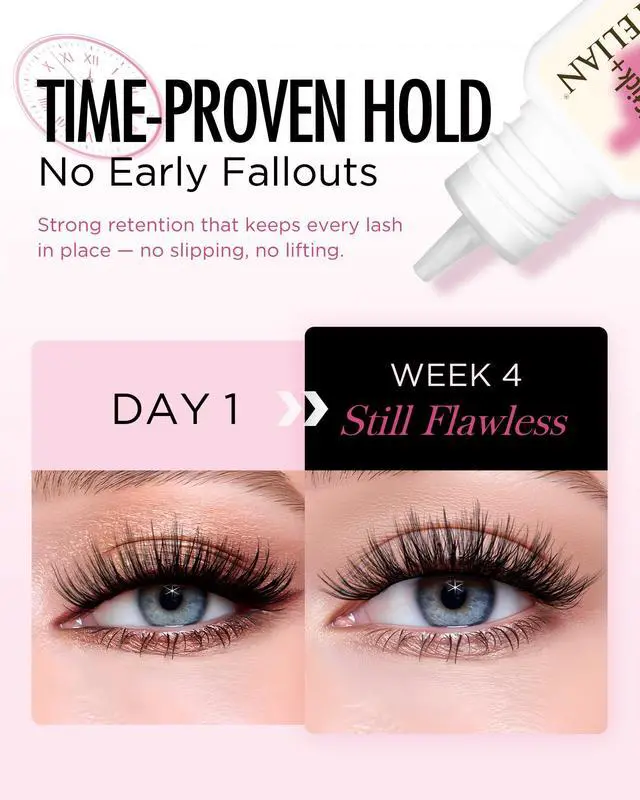 Alt view image 6 of 7 - Lash Cluster Glue Strong Hold Eyelash Extension Black Glue Long Lasting 3-4 Weeks Waterproof & Hypoallergenic Formaldehyde-Free for Open Eyes DIY Salon Use Only(5ML)