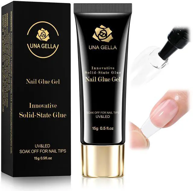 Main image of Solid Nail Glue Super Strong for Press On Nails & Nail Tips 15g | Lamp Curing Needed, Long-Lasting Glue Gel for Clear Flase Fake Nails, Home DIY Salon Acrylic Nail Art Extension for Beginners