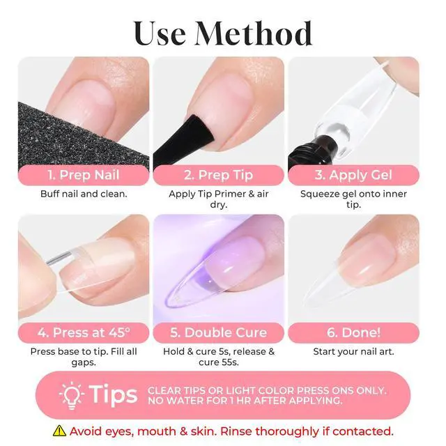 Alt view image 7 of 7 - Solid Nail Glue Super Strong for Press On Nails & Nail Tips 15g | Lamp Curing Needed, Long-Lasting Glue Gel for Clear Flase Fake Nails, Home DIY Salon Acrylic Nail Art Extension for Beginners