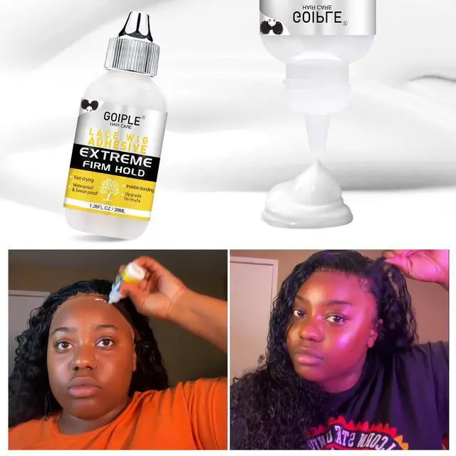 Alt view image 2 of 7 - Wig Glue for Lace Front Wigs, Waterproof Lace Front Wig Glue for Wigs, Strong Hold Transparent Lace Adhesive for Hair Replacement Invisible Hair Bonding Wig Adhesive(1.28 fl oz)