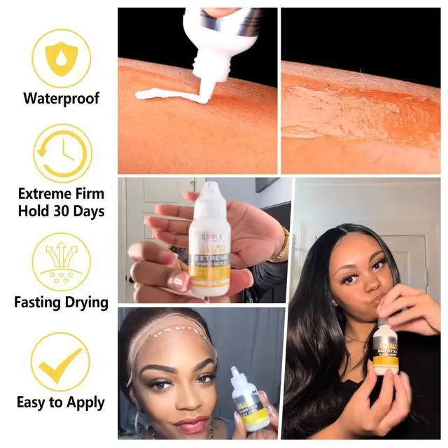 Alt view image 3 of 7 - Wig Glue for Lace Front Wigs, Waterproof Lace Front Wig Glue for Wigs, Strong Hold Transparent Lace Adhesive for Hair Replacement Invisible Hair Bonding Wig Adhesive(1.28 fl oz)
