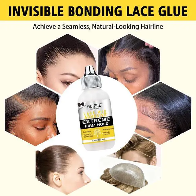 Alt view image 4 of 7 - Wig Glue for Lace Front Wigs, Waterproof Lace Front Wig Glue for Wigs, Strong Hold Transparent Lace Adhesive for Hair Replacement Invisible Hair Bonding Wig Adhesive(1.28 fl oz)
