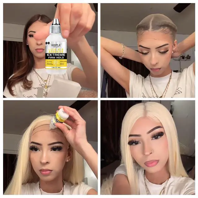 Alt view image 5 of 7 - Wig Glue for Lace Front Wigs, Waterproof Lace Front Wig Glue for Wigs, Strong Hold Transparent Lace Adhesive for Hair Replacement Invisible Hair Bonding Wig Adhesive(1.28 fl oz)