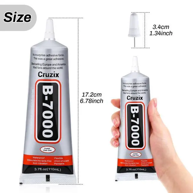 Alt view image 4 of 7 - B7000 Jewelry Bead Glue for Jewelry Making, Crystal Clear Glue 3.7 fl oz B7000+Plus Multipurpose Super Adhesive Glue for Rhinestone Crafts Fabric Metal Stone Nail Art Wood Glass (110 ml/ 3.7oz)