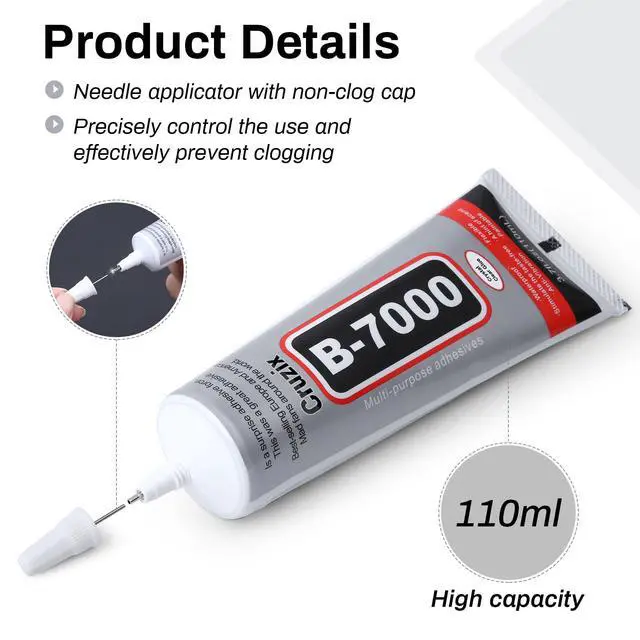 Alt view image 5 of 7 - B7000 Jewelry Bead Glue for Jewelry Making, Crystal Clear Glue 3.7 fl oz B7000+Plus Multipurpose Super Adhesive Glue for Rhinestone Crafts Fabric Metal Stone Nail Art Wood Glass (110 ml/ 3.7oz)