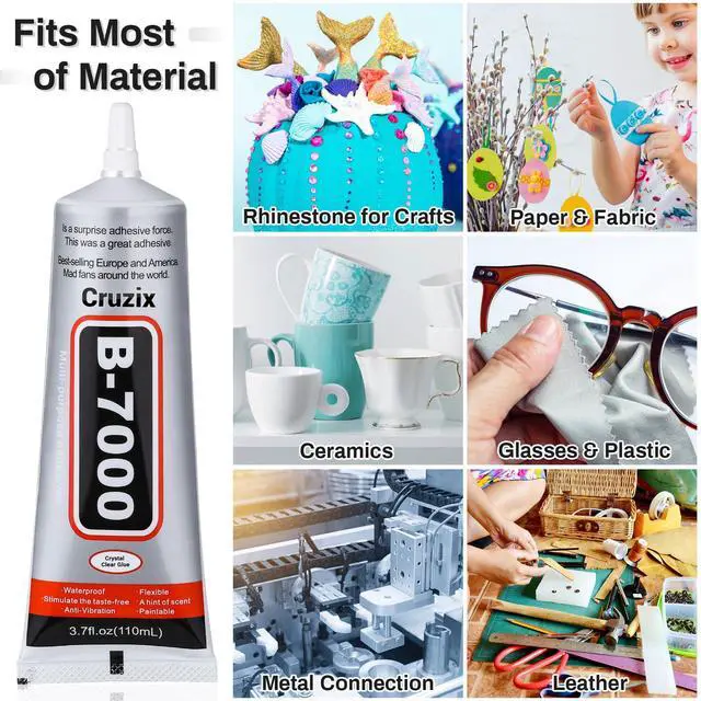 Alt view image 7 of 7 - B7000 Jewelry Bead Glue for Jewelry Making, Crystal Clear Glue 3.7 fl oz B7000+Plus Multipurpose Super Adhesive Glue for Rhinestone Crafts Fabric Metal Stone Nail Art Wood Glass (110 ml/ 3.7oz)