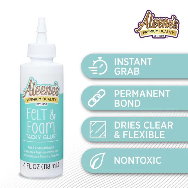 Alt view image 5 of 7 - Felt & Foam Tacky Glue, Fast-Grab Craft Glue for Felt, Foam, Pom-Poms, Feathers & DIY Crafts, Clear-Drying, 4 fl. oz.