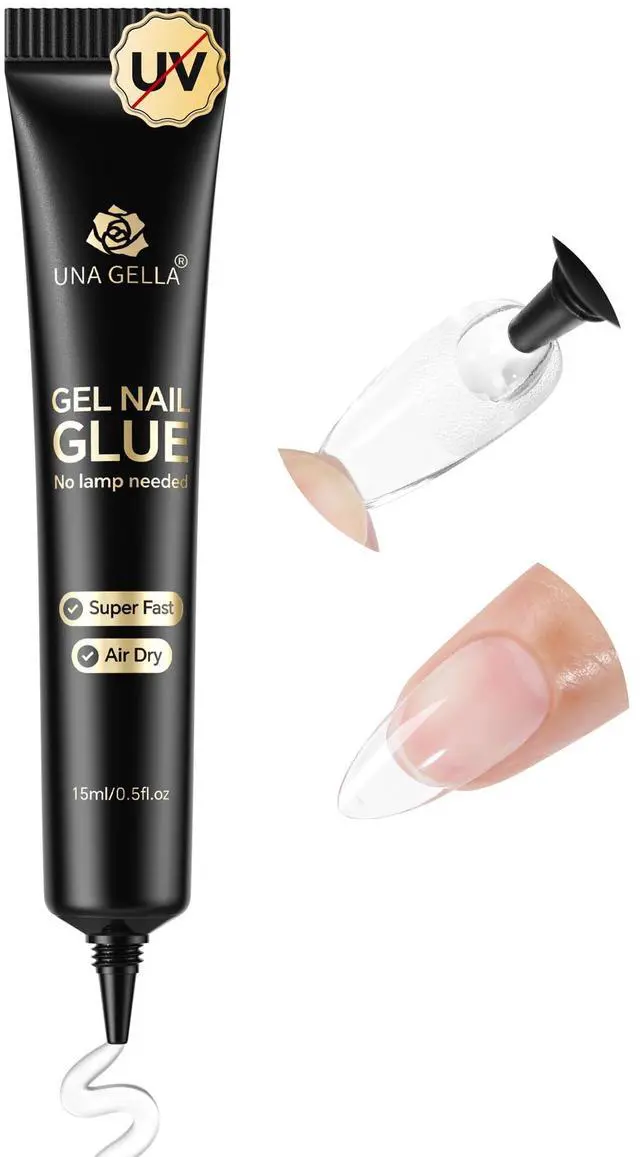 Main image of Gel Nail Glue No U/V Light 15ml Strong-hold Formula | Super Strong Nail Glue for Press On Nails & Clear Acrylic Nails Tips Air-dry Easy Home DIY Salon, Portable for Daily
