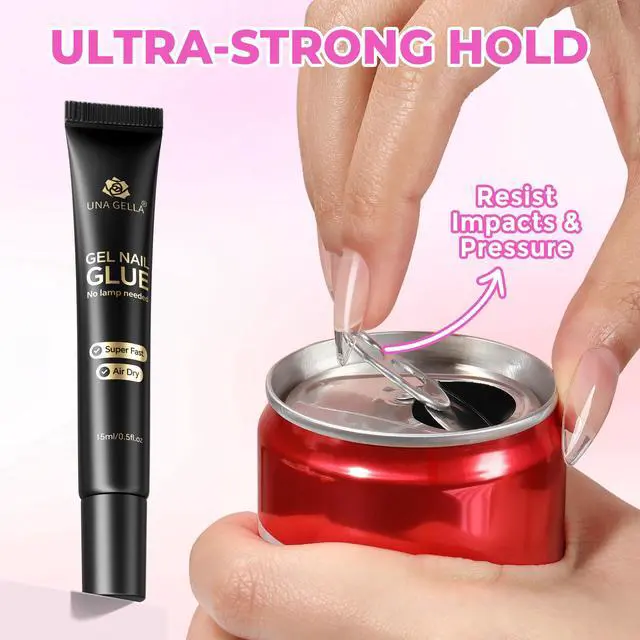 Alt view image 4 of 7 - Gel Nail Glue No U/V Light 15ml Strong-hold Formula | Super Strong Nail Glue for Press On Nails & Clear Acrylic Nails Tips Air-dry Easy Home DIY Salon, Portable for Daily
