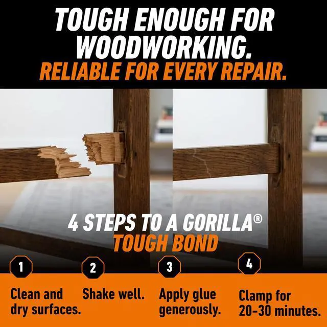 Alt view image 6 of 7 - Wood Glue, Fast Clamp, Water Resistant PVA, 8 oz | Paintable and Sandable, Natural Color, Indoor and Outdoor Projects