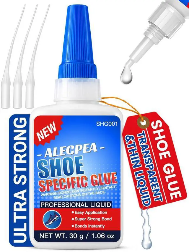 Main image of Shoe Glue for Sole Repair, Thin Clear Adhesive, 30g with 3 Tips | Fast-Setting Flexible Waterproof Shoe Repair Glue For Sneakers, Boots, Leather, Rubber, EVA, Mesh, PU And PVC