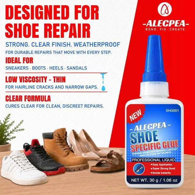 Alt view image 2 of 7 - Shoe Glue for Sole Repair, Thin Clear Adhesive, 30g with 3 Tips | Fast-Setting Flexible Waterproof Shoe Repair Glue For Sneakers, Boots, Leather, Rubber, EVA, Mesh, PU And PVC