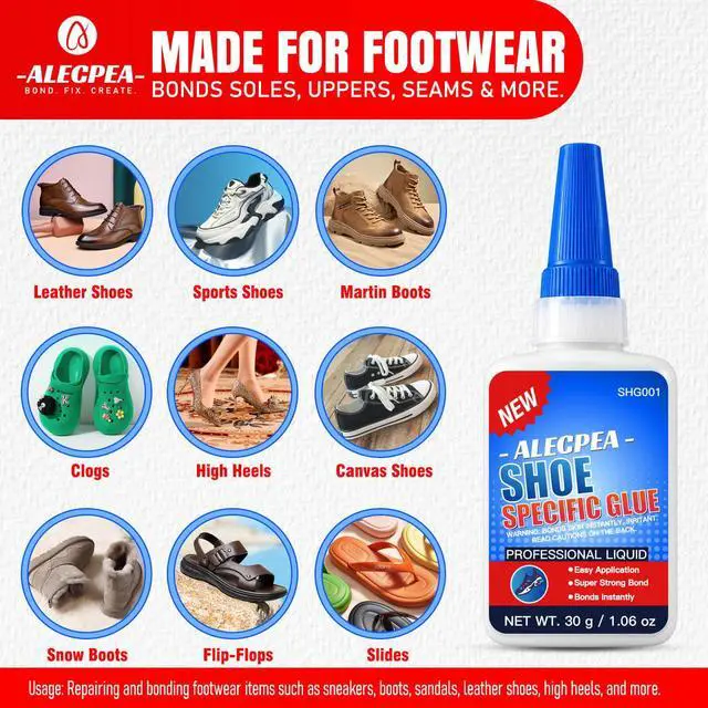Alt view image 6 of 7 - Shoe Glue for Sole Repair, Thin Clear Adhesive, 30g with 3 Tips | Fast-Setting Flexible Waterproof Shoe Repair Glue For Sneakers, Boots, Leather, Rubber, EVA, Mesh, PU And PVC