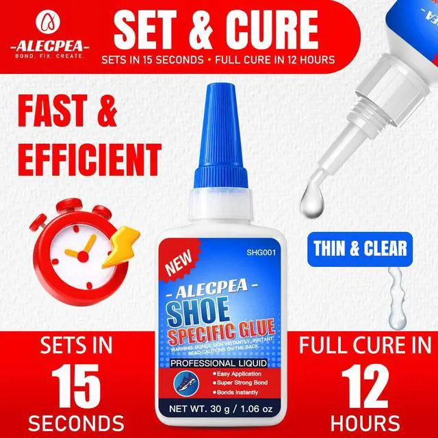 Alt view image 7 of 7 - Shoe Glue for Sole Repair, Thin Clear Adhesive, 30g with 3 Tips | Fast-Setting Flexible Waterproof Shoe Repair Glue For Sneakers, Boots, Leather, Rubber, EVA, Mesh, PU And PVC