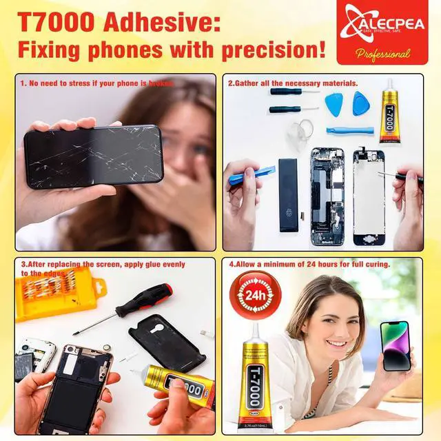 Alt view image 6 of 7 - Upgrade T-7000 Black Adhesive Glue - 2PCS 15ml | High-Performance Waterproof Adhesive for Precision Repairs, Perfect for Phone, Electronics, Jewelry, and Crafts