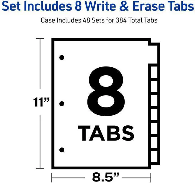 Alt view image 6 of 7 - Big Tab Write & Erase Dividers for 3 Ring Binders,8-Tab Set,Multicolor Divider Tabs,1 Set of Binder Dividers,Great for Organizing Projects,Reports,Finances,and More (23079),(Pack of 2)