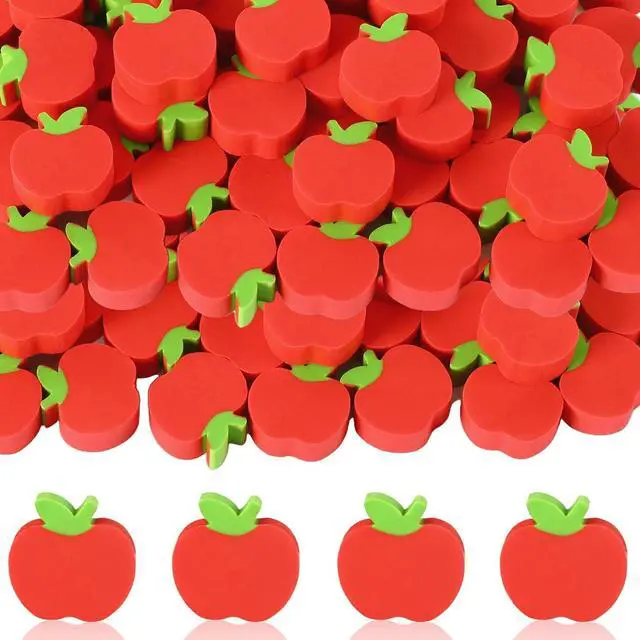 Main image of 65pcs Large Apples Erasers for Kids Bulk, Welcome Back to School Gifts Red Apples Erasers for First Day of School Teachers Supplies Students Classroom Prizes Homework Rewards