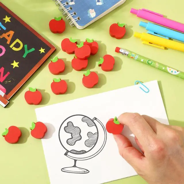 Alt view image 3 of 7 - 65pcs Large Apples Erasers for Kids Bulk, Welcome Back to School Gifts Red Apples Erasers for First Day of School Teachers Supplies Students Classroom Prizes Homework Rewards