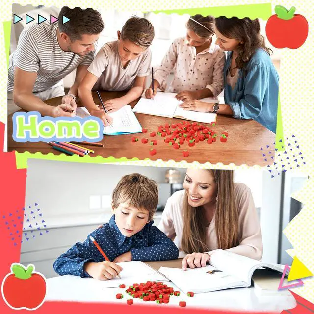 Alt view image 7 of 7 - 65pcs Large Apples Erasers for Kids Bulk, Welcome Back to School Gifts Red Apples Erasers for First Day of School Teachers Supplies Students Classroom Prizes Homework Rewards