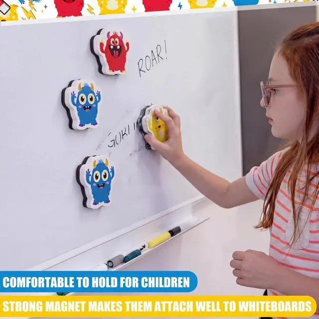 Alt view image 4 of 7 - 12 Pack Back to School Monster Magnetic Dry Erase Erasers | 2.6'' Whiteboard Eraser for Kids, Cute Elementary Kindergarten Supplies, Classroom Must Have