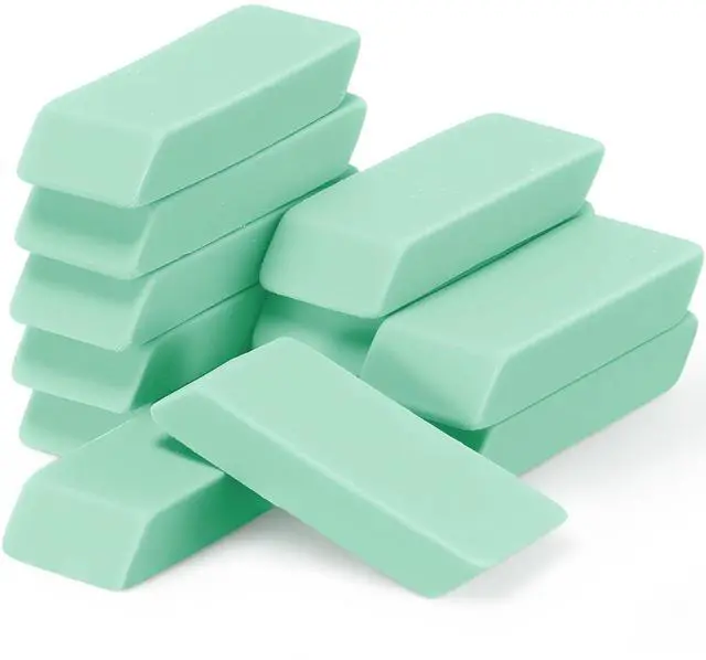 Main image of 12 Count Green Pencil Erasers Rectangular Rubber Eraser Bulk for Bag Supplies Gift Teacher Student