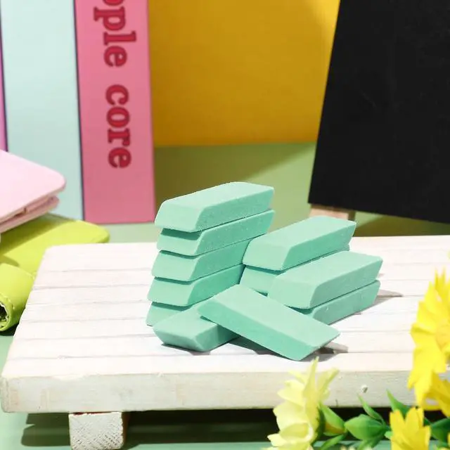Alt view image 6 of 7 - 12 Count Green Pencil Erasers Rectangular Rubber Eraser Bulk for Bag Supplies Gift Teacher Student