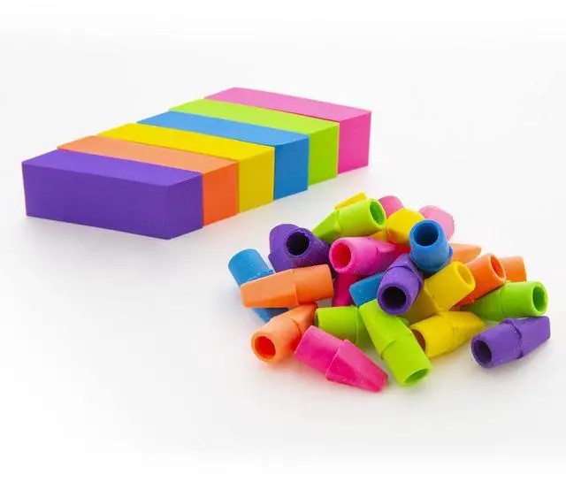 Alt view image 2 of 7 - Neon Bevel Eraser (6/Pack) | Soft latex-free, Neon beveled block erasers, PVC-free rubber, Clean erase, Smudge-resistant, School, Home, Art
