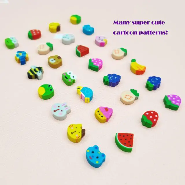 Alt view image 3 of 7 - 300PCS Assorted Mini Novelty Pencil Erasers for Kids,Fun Cute Bulk Fruit Animals Collection Erasers for Classroom Student Prize Homework Awards Party Gifts School Supplies |
