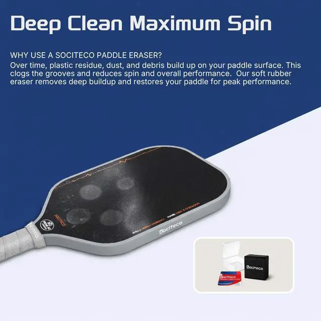 Alt view image 2 of 6 - Pickleball Paddle Eraser, Carbon Fiber Pickleball Paddle Cleaner | Natural Rubber Block, Storage Case Included, Pickleball Paddle Cleaner Eraser, Removes Dirt & Residue, Better Spin & Control