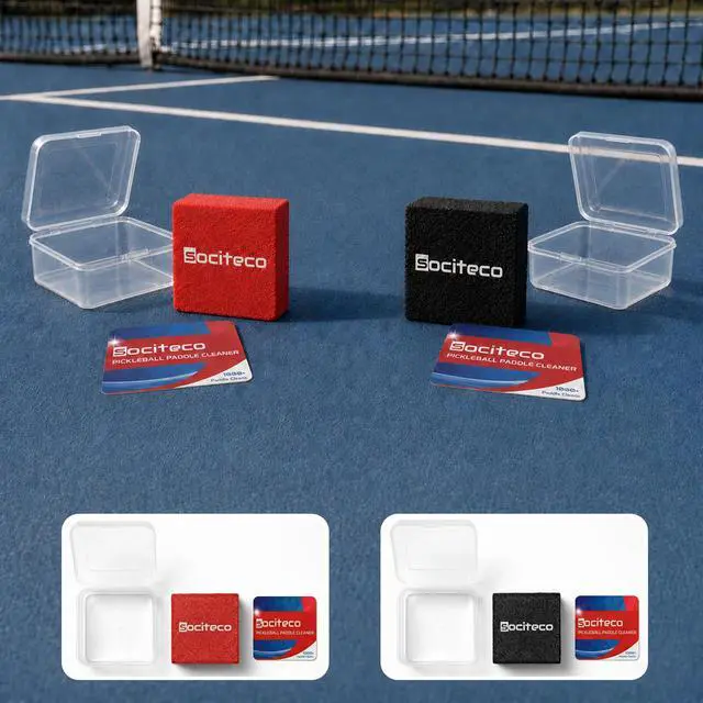 Alt view image 6 of 6 - Pickleball Paddle Eraser, Carbon Fiber Pickleball Paddle Cleaner | Natural Rubber Block, Storage Case Included, Pickleball Paddle Cleaner Eraser, Removes Dirt & Residue, Better Spin & Control
