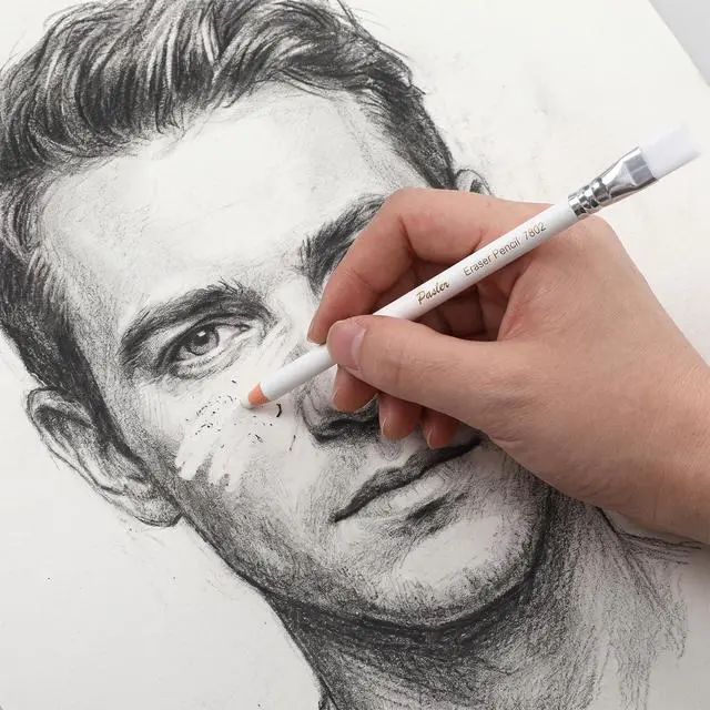 Alt view image 3 of 7 - 6Pack Precision Eraser Pen Detail Erasers Artists Pen Style Eraser | Professional Highlight Painting Tool, for Sketch Charcoal Drawing Writing Detailing, 2 Sharpener