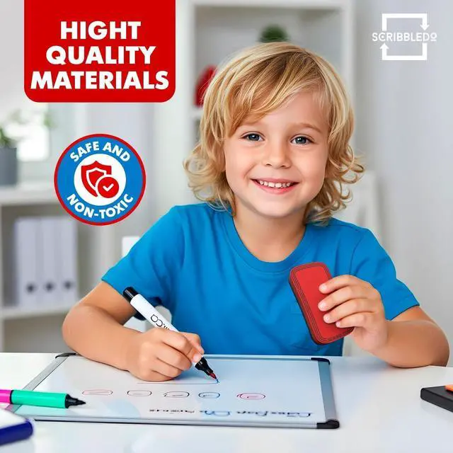 Alt view image 7 of 7 - Magnetic Dry Erase Eraser Red & Blue 2 Pack Whiteboard Cleaner | STREAK-FREE WHITEBOARD ERASER Soft felt pad wipes whiteboards and glass boards clean in one pass, no smearing or ghosting.