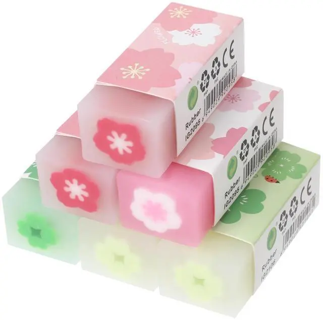 Main image of Erasers 6Pcs Rubber Eraser Cute Cartoon Plastic Pencil Erasers for School Office Kids Adults Plastic Rubber