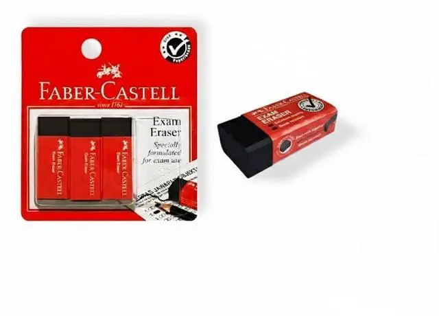 Main image of Exam Eraser Slim Dust-Free Erasing, Comfort Chamfered Edges Pack of 3 Clean & Smear-Free Precision Stationery for School, Office & Exam Use