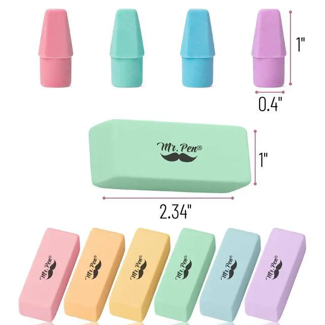 Alt view image 2 of 7 - School Eraser Combination Set, 66 Pack, Pastel Colors | Latex Free Erasers for School, Office, Art Sketching, Homework, Exams, Clean Smudge-Free Correction