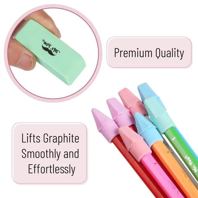 Alt view image 5 of 7 - School Eraser Combination Set, 66 Pack, Pastel Colors | Latex Free Erasers for School, Office, Art Sketching, Homework, Exams, Clean Smudge-Free Correction